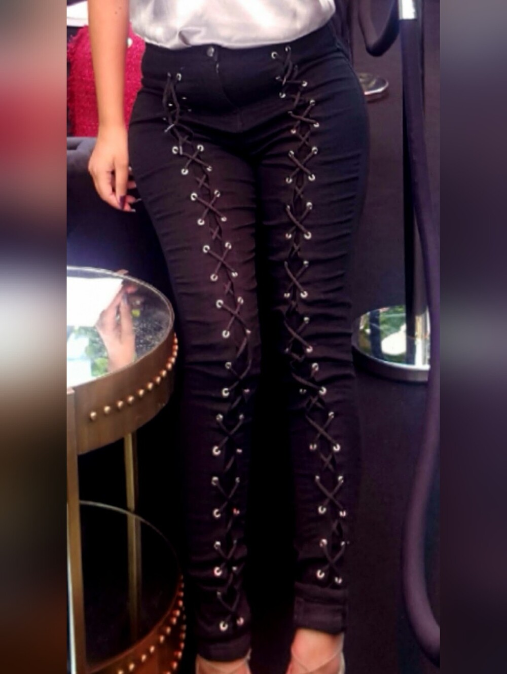 Parisian Works Black Lace-Up Skinny Jeans - Picture 5 of 5